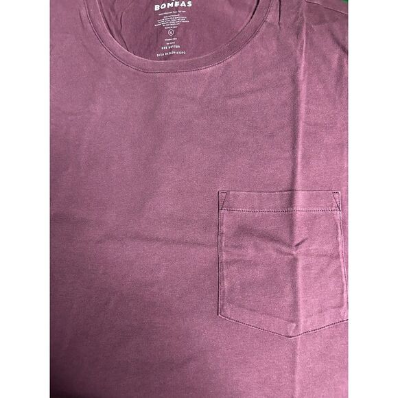 Bombas Bee Better Pocket T-Shirt Crew Neck Lot Of 2 Wine Pima Cotton XL - Picture 4 of 4